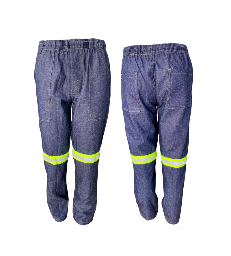 Kit com 10 Calças Jeans com faixa refletiva